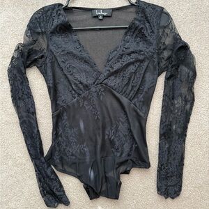 Lulu's Elegant Black Lace Bodysuit